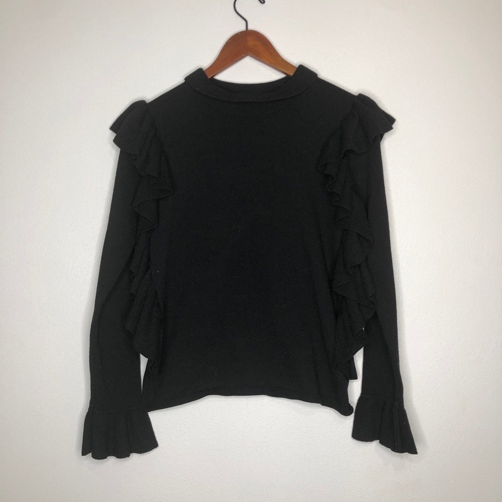 English Factory Ruffle Turtleneck Sweater Black